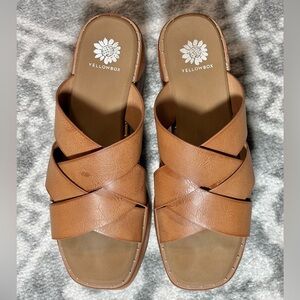 Yellow Box Women's Cognac Crisscross Slide Sandals Size 7.5
